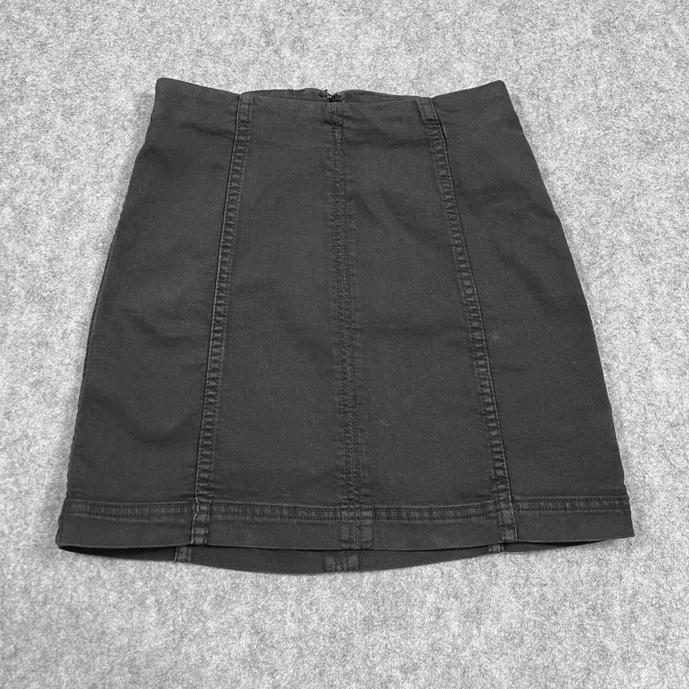 Free People Black Wash Denim Modern Femme Stretch Jean Mini Skirt Women's Size 2
